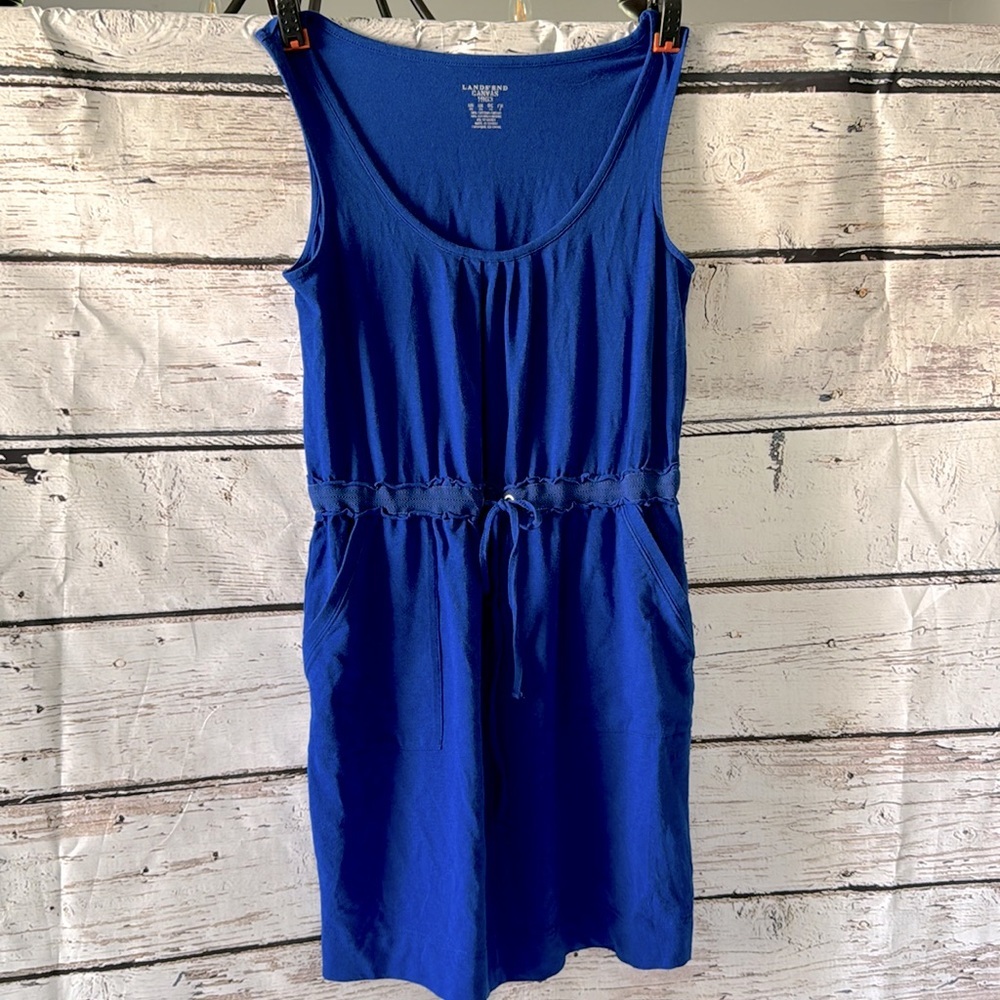 Women’s Lands End Canvas 1963 dress size XS, bright blue with drawstring waist